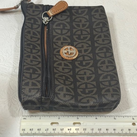 Giani Bernini Brown Block Signature Zip Wallet Clutch Small Purse 7.5"x5.25" - Picture 5 of 14